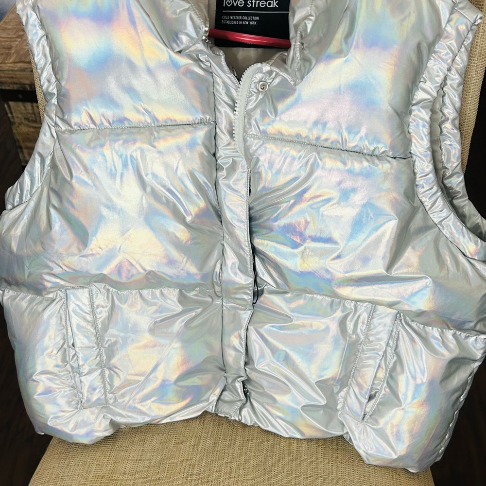 Love Streak Kids Iridescent Silver Puffer Vest